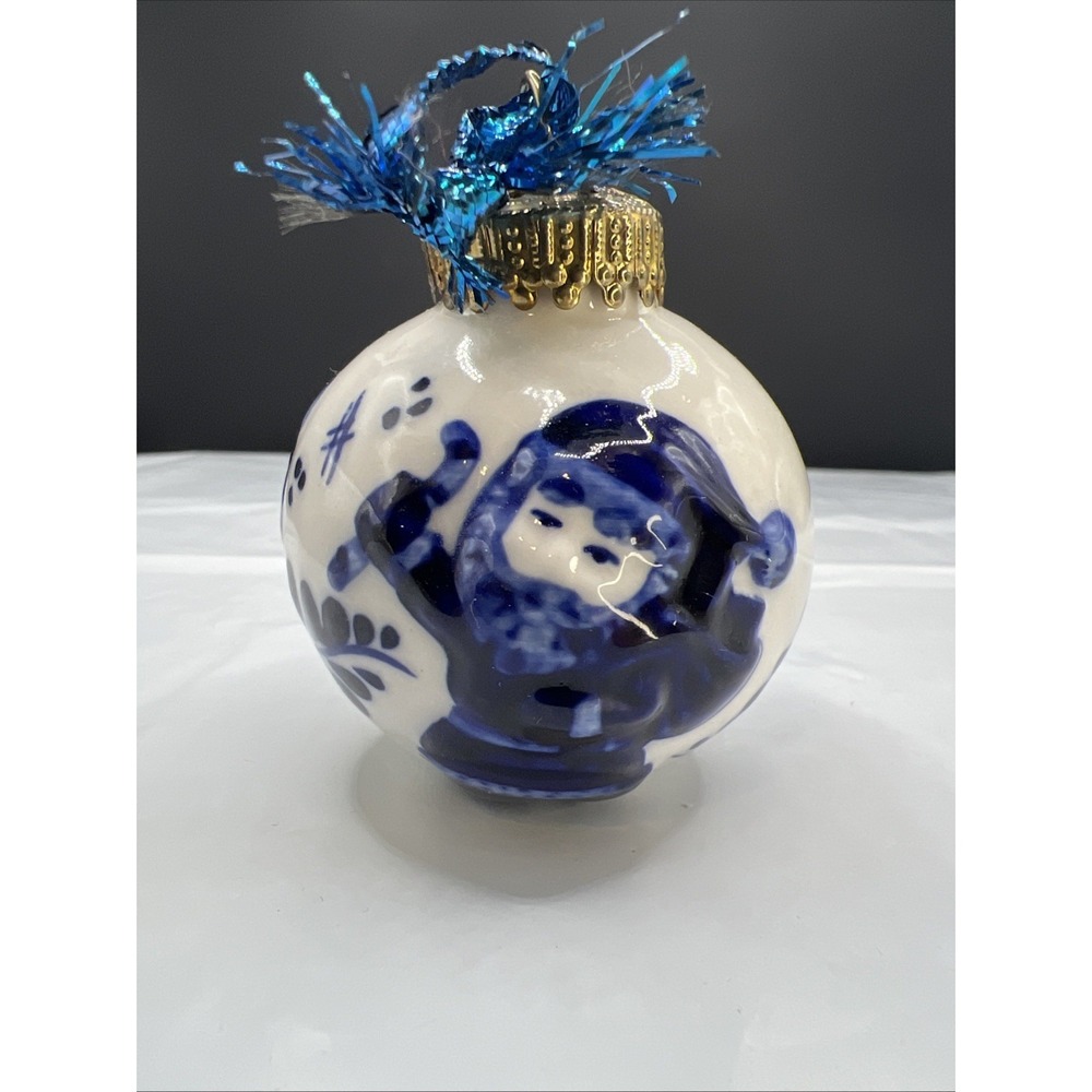 Delft Blue Christmas Ornament Santa Claus‎ Handpainted Holland Ceramic Vintage